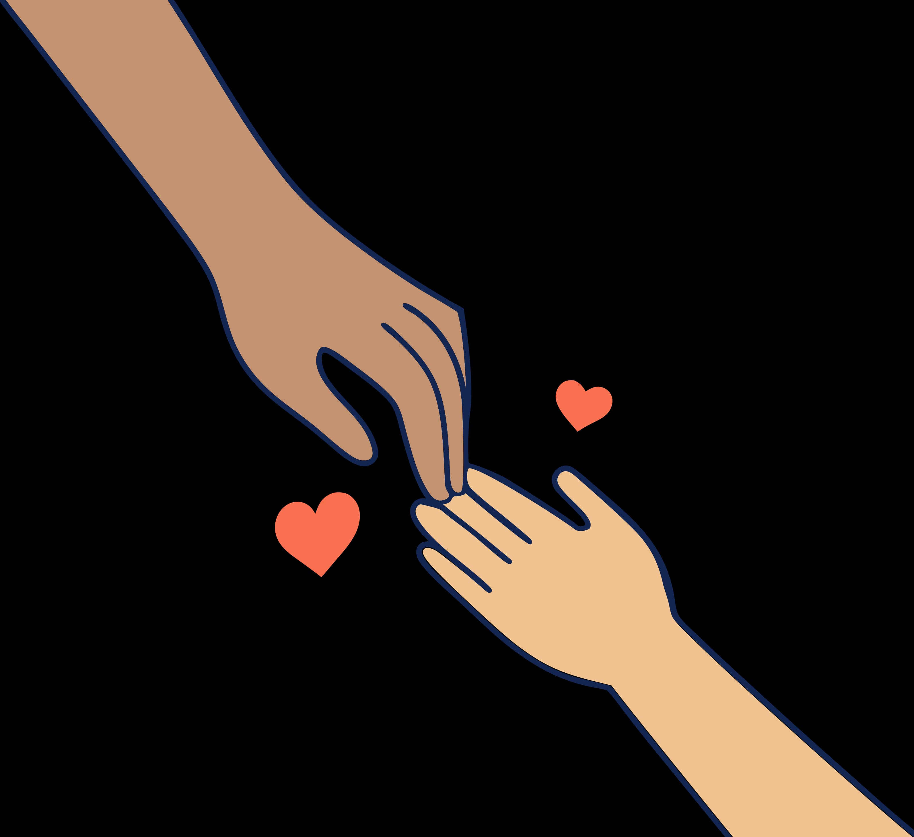 Hands exchanging a heart